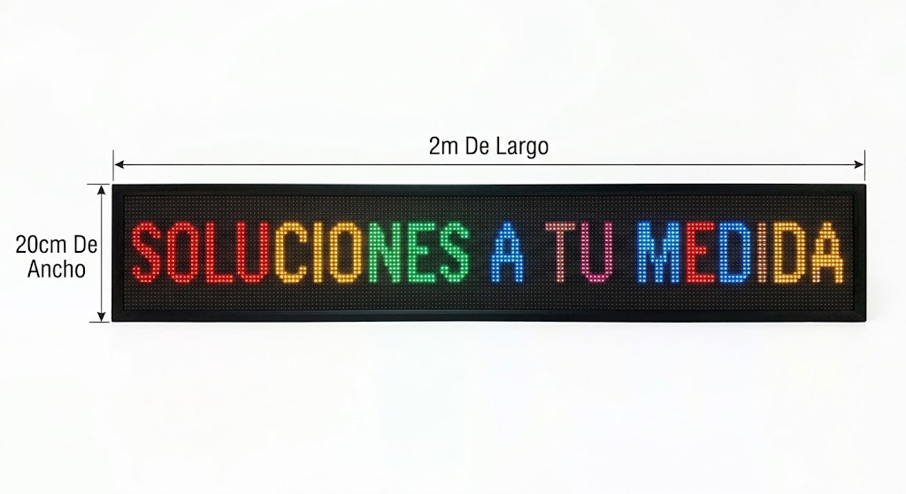 Aviso Led P10  2m de Largo x 20cm de Ancho