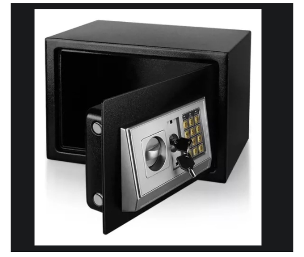 [PMCFT-20] CAJA FUERTE DIGITAL, TECLADO CON LEDS, LLAVES DE EMERGENCIA 35X25CM, METALICA, NEGRA MODELO T-20