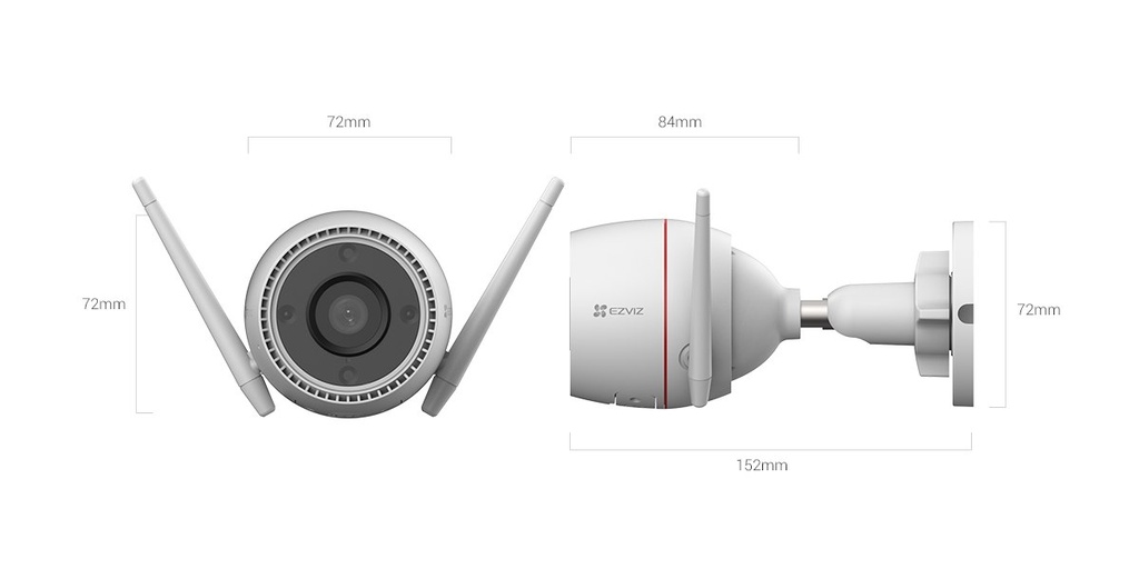 CS-H3c-R100-1J4WKFL Ezviz - Cámara Bullet Ip Inalambrica HD 1080P [3MP] WiFi Lente 2.8mm Exterior/Interior a Color [Serie H]